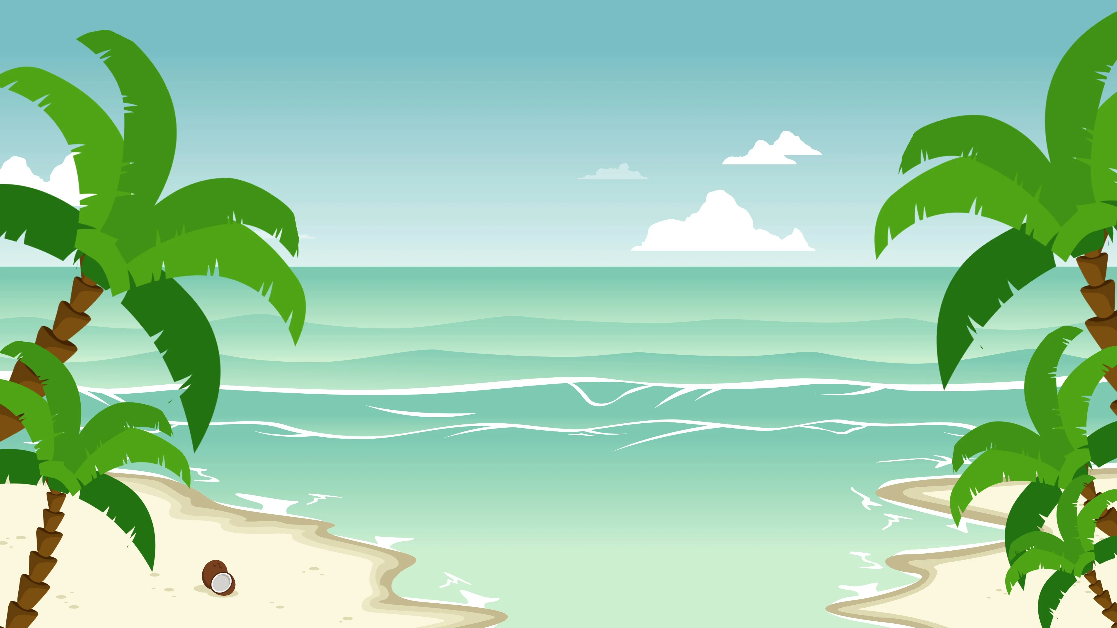 Beach with palm animated landscape backg... | Stock Video | Pond5