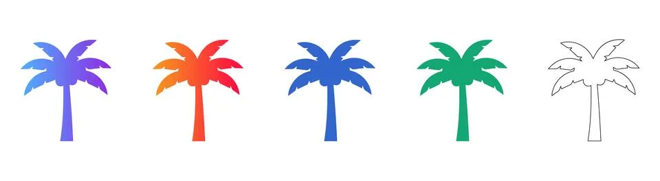 Beach Palm Tree Icon Set イラスト素材