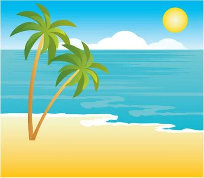 Beach with palm trees Stock Illustration