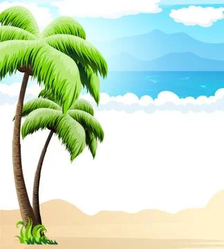 Beach with palm trees Stock Illustration