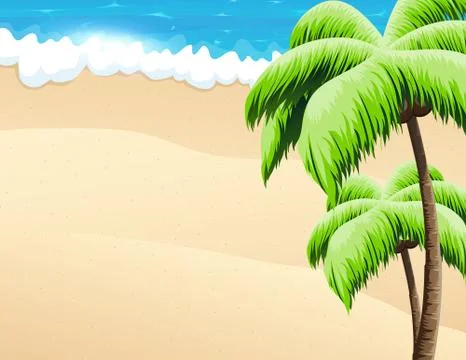 Beach with palm trees Stock Illustration