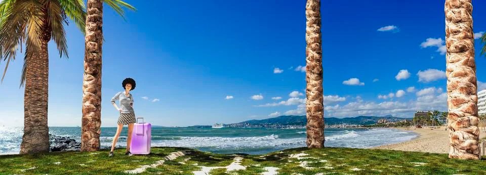 Beach in palma Stock Illustration