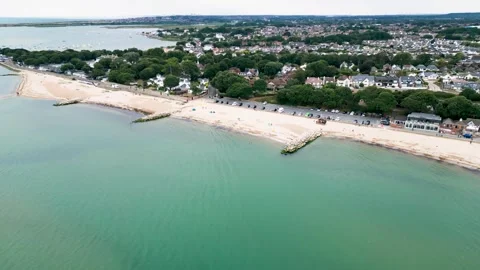 Beach pan left Avon Beach Christchurch UK Video stock 316093034