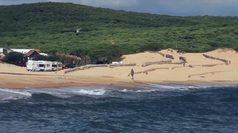 Beach, panning Stock Footage 1007766