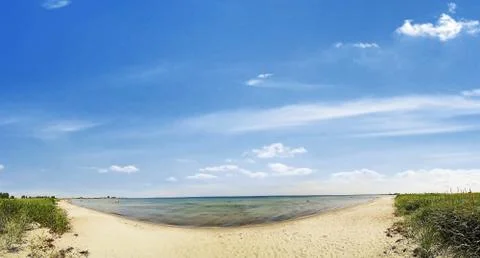 Beach - panorama view - baltic sea Stock Photos