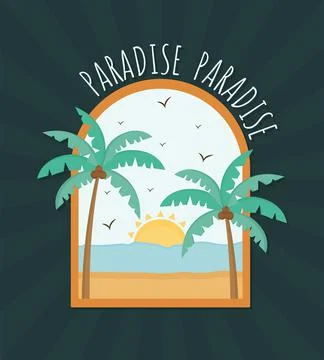 Beach paradise stamp Stock-Illustration