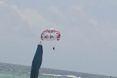 Beach Parasail Zoom Stock Footage 12703604