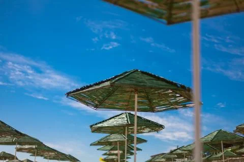 Beach with parasol Foto stock