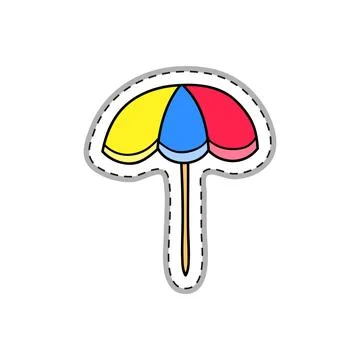 Beach parasol sticker. Stock Illustration