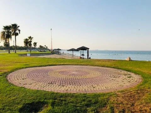 Beach park on evening Foto stock