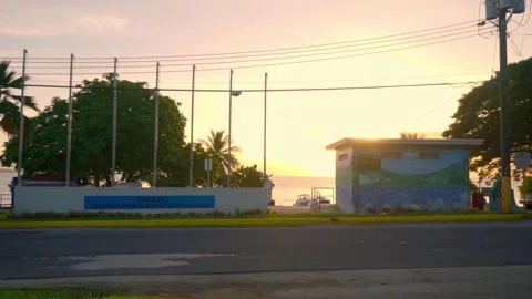 Beach park sign at sunset Stock Footage 168481392