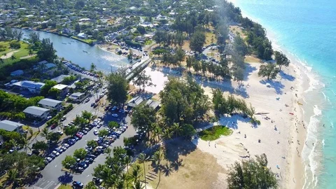 Beach &amp; Parking Fly Over Video stock 89945012