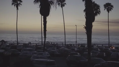 Beach Parking Lot After Sunset 스톡 동영상 83607166