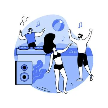 Beach party abstract concept vector illustration. Stock Illustration