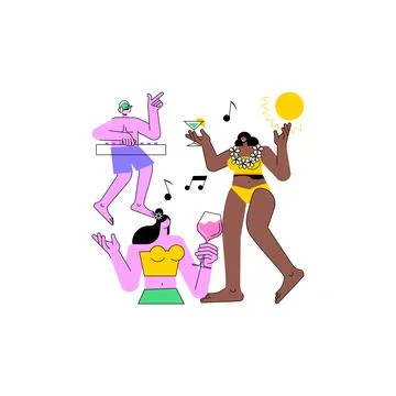 Beach party abstract concept vector illustration. Stock Illustration