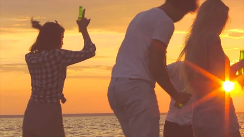 Beach party dancing. 02 Stock Footage 95734174