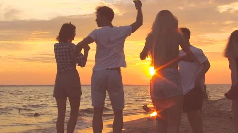 Beach party dancing. Stock Footage 95734190