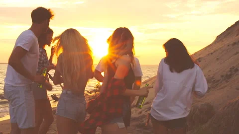 Beach party dancing. Stock Footage 95734212