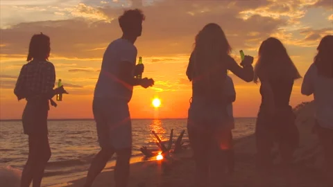 Beach party dancing. Stock Footage 95897132