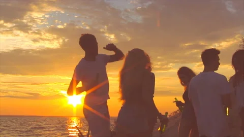 Beach party dancing. Stock Footage 95897136