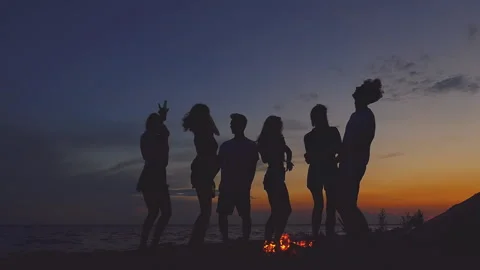 Beach party dancing. Slow-motion shooting. Stock Footage 93581416