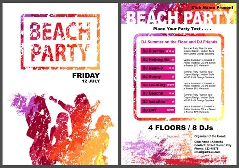 Beach Party Flyer Template Stock Illustration