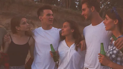 Beach party, friends. Stock Footage 95145270