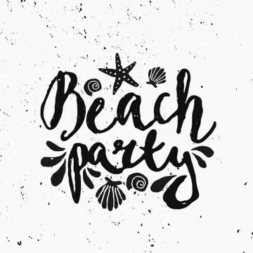 Beach Party Hand Lettered Design Stock Illustration