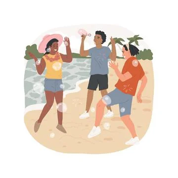Beach party isolated cartoon vector illustration. Ilustración de archivo
