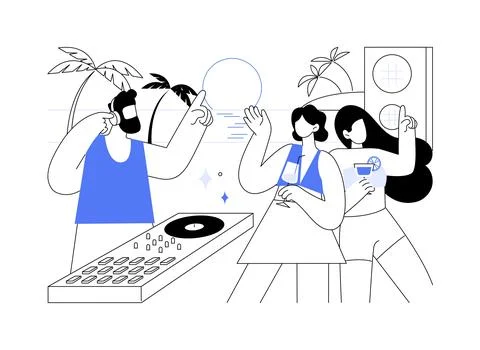 Beach party isolated cartoon vector illustrations. Stock Illustration