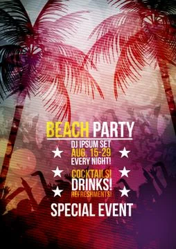 Beach Party Poster - Vector Illustration Stock Illustration