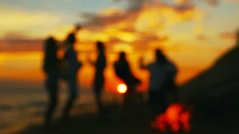 Beach party. Slow-motion blur shooting. Stock Footage 93780057