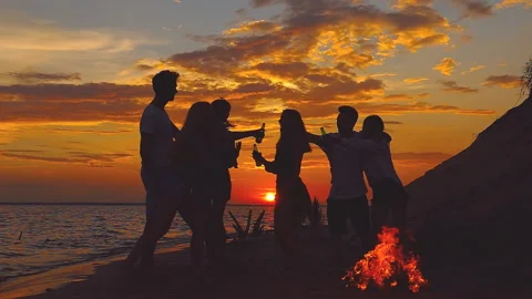 Beach party. Slow-motion shooting. Stock Footage 93580332