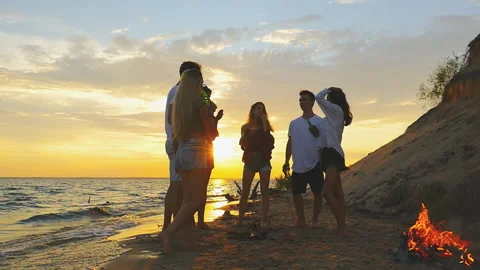 Beach party. Slow-motion shooting. Stock Footage 94056598