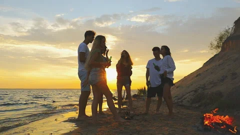 Beach party. Slow-motion shooting. 08 Stock Footage 95671518