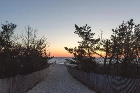 Beach pathway sunrise Stock Photos