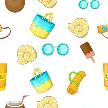 Beach pattern, cartoon style Stockillustratie