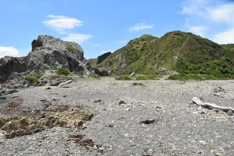 Beach with pebbles Stockfoto's