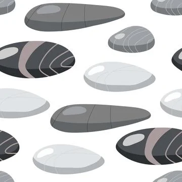 Beach pebbles seamless pattern. Various shapes grey color. Modern illustration Illustrazione stock