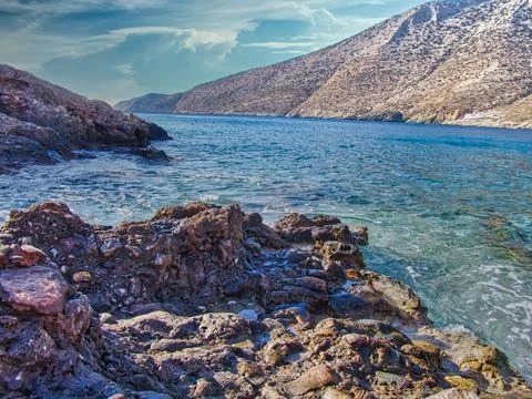 Beach with pebbles in Sifnos Stock Photos