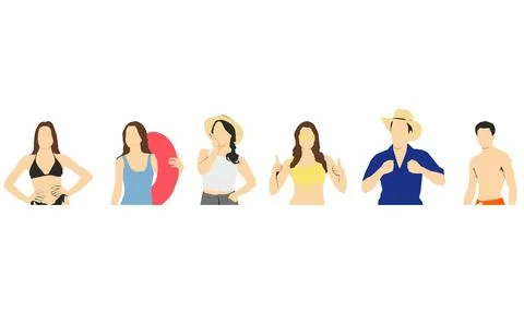 Beach people isolated set	 Illustrazione stock