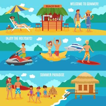 Beach people set Illustrazione stock