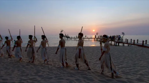 Beach performance in Phu Quoc 库存影片 130070816