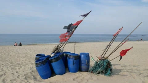 Beach in Piaski on the Baltic Sea Stock Footage 98847246