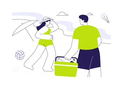 Beach picnic isolated cartoon vector illustrations. Stock-Illustration