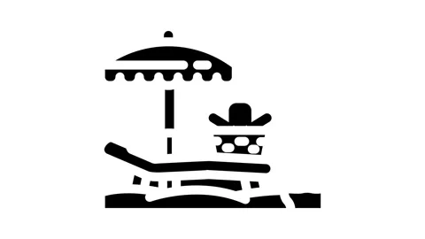 Beach picnic summer spend time glyph icon animation Stock Footage 326730634