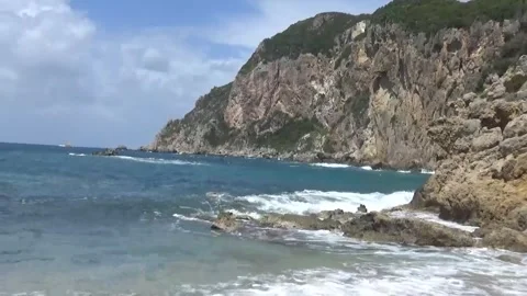 Beach with picturesque cliffs Video stock 307756154
