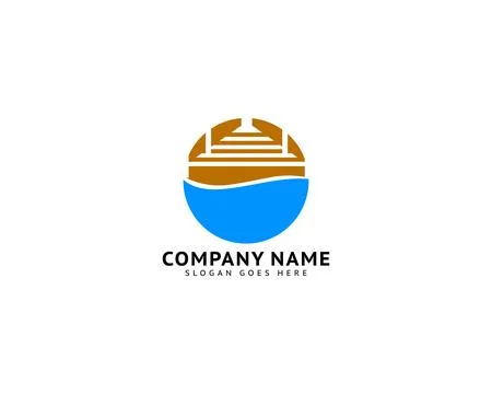 Beach Pier Dock Logo Design Vector Ilustración de archivo