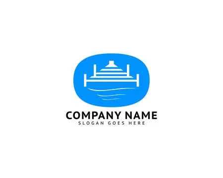 Beach Pier Dock Logo Design Vector Ilustración de archivo