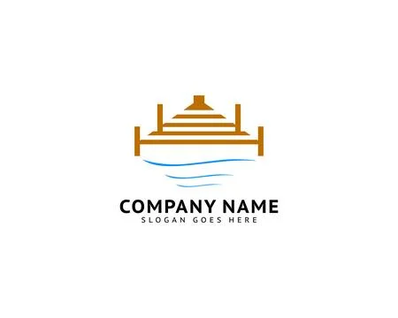 Beach Pier Dock Logo Design Vector Ilustración de archivo